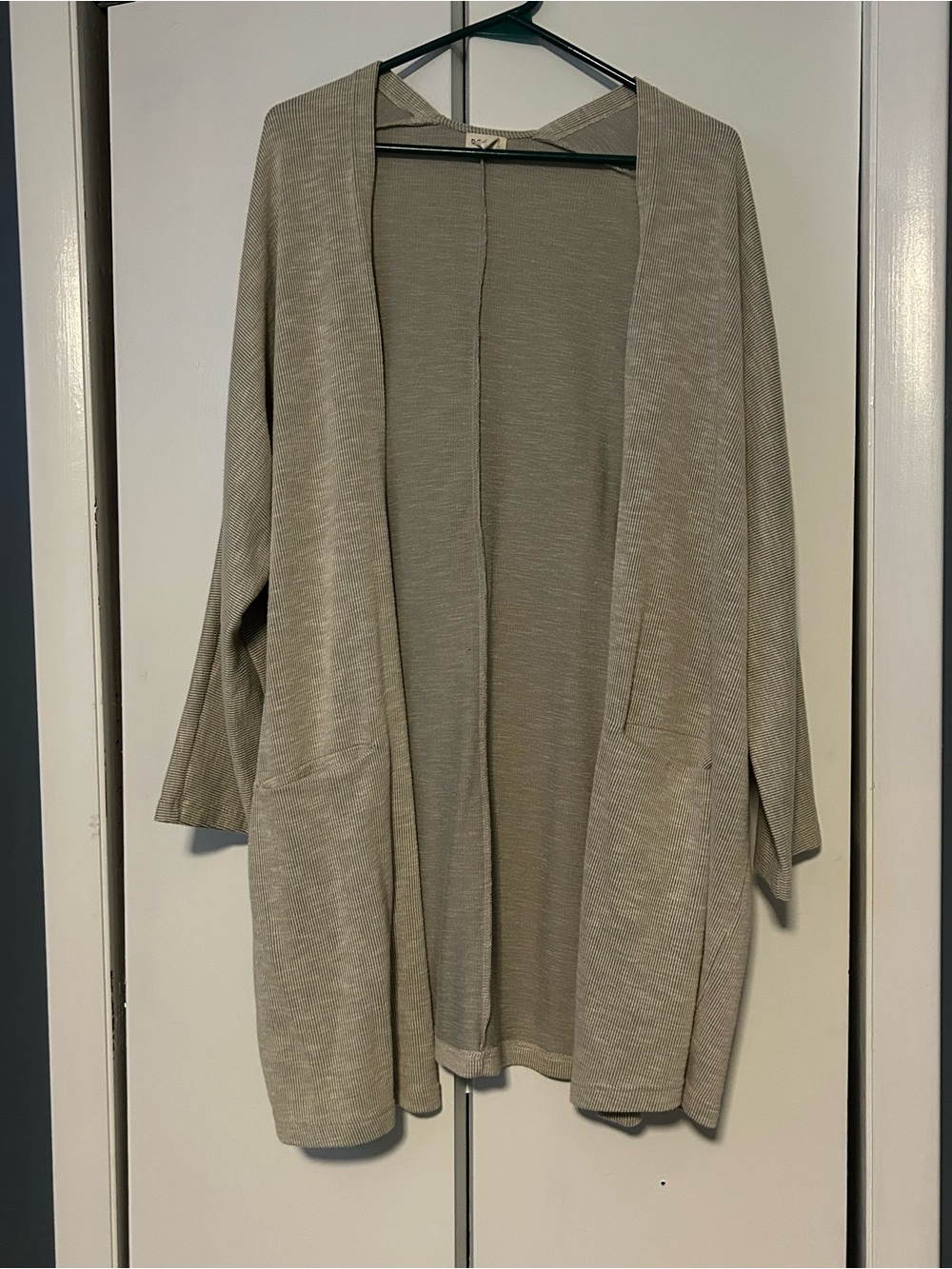 DONNI. X Anthropologie Light Gray Open-Front sandwash Cardigan Sweater